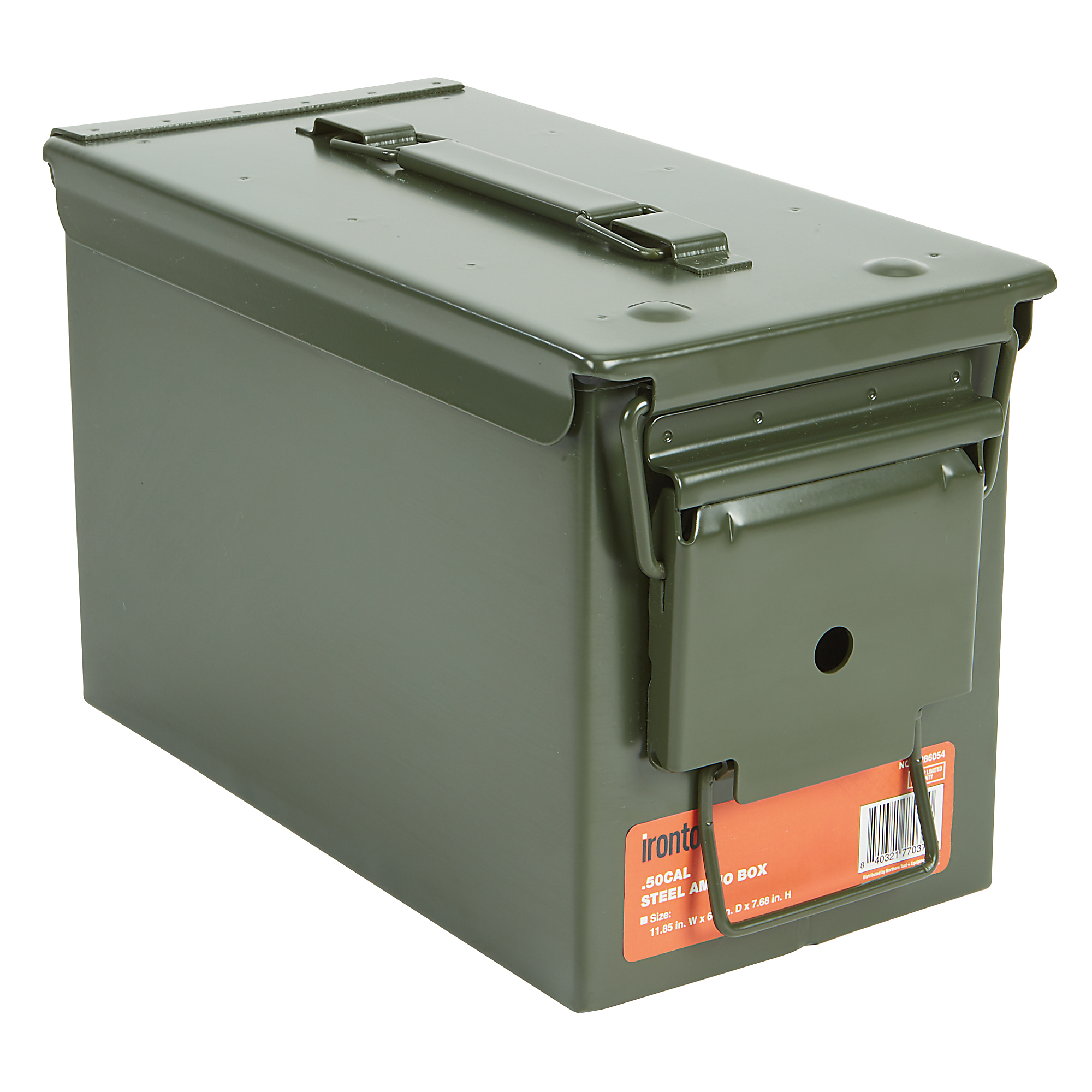 Ironton 50-Cal. Steel Ammo Box, 6.9in.H × 5.62in.W × 10.82in.L, Green